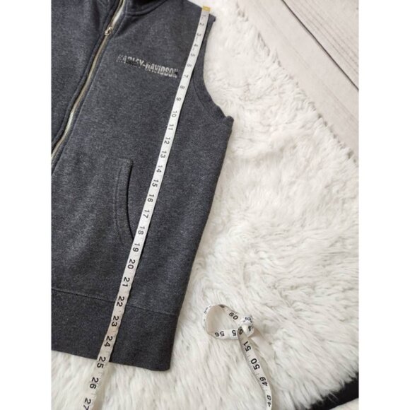 Harley Davidson Womens Vest Gray‎ Waist Length Full Zip Pockets Motorcycle XL - Picture 4 of 5